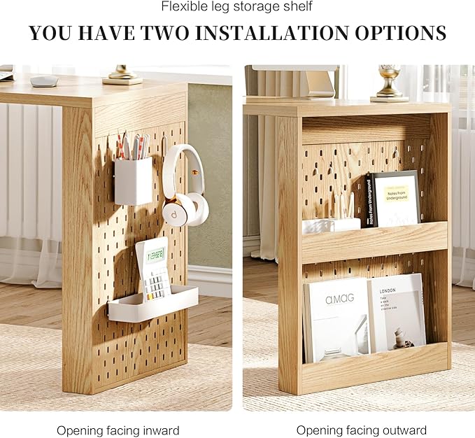 L Shaped Standing Desk,47" Home Office Desks, Executive, Farmhouse Computer Desk with 6 Drawers File Drawer, Rustic Computer Writing, Oak