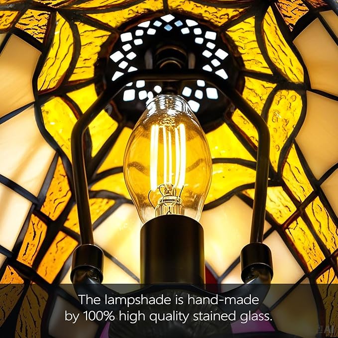 Exquisite Small Tiffany Style Lamp,Handcrafted Baroque Stained Glass Table Lamp with LED Bulb,6-Inch Vintage Tiffany Lamps for Bedroom, Living Room, Office Decor.