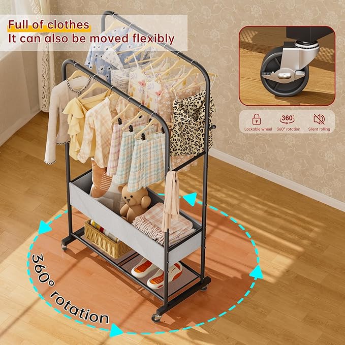 SINGAYE Clothes Garment Coat Rack Drying Clothing Racks Metal Freestanding for Hanging Clothes Portable Closet for Laundry Bedroom Black