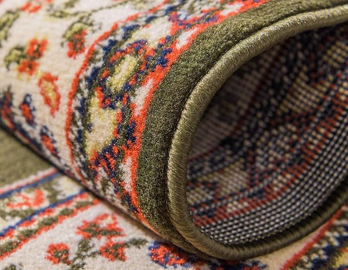 Unique Loom Reza Collection Traditional Persian Style Area Rug, 6 x 9 ft, Olive/Ivory