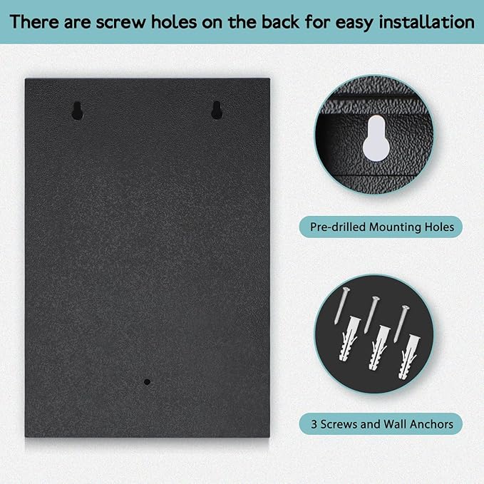 KYODOLED Locking Key Cabinet, 40 Key Storage Lock Box with Code, Key Box Wall Mount with Combination Lock, Key Hooks & Tags Labels for Home, Office, Business, 2.5" D x 8" W x 12" H (Black,40 Key)