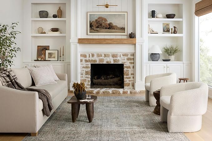 Loloi Chris Loves Julia Jules Collection JUL-08 Emerald/Antique Ivory 7'-6'' x 9'-6'', .13" Pile Height, Area Rug