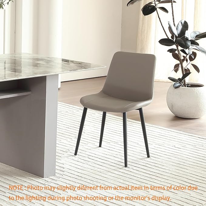 Leather Dining Chairs Set of 2, Mid Century Modern Faux Leather Kitchen & Dining Room Chairs, Comfortable Dinner Chair Kitchen Chairs for Restaurant Living Room, Cafe, Home (2, Young Colt)