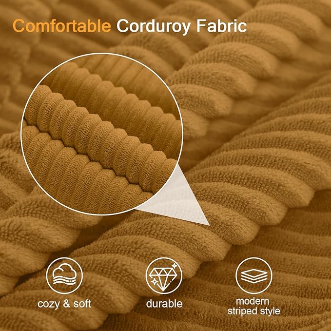 COMAX Convertible Sofa Bed, Folding Floor Couch Corduroy Fold Out Couch Bed Futon Sleeper Mattress with Pillows, Boneless Sofa Comfy Lounge Loveseat for Living Room Bedroom, Yellow