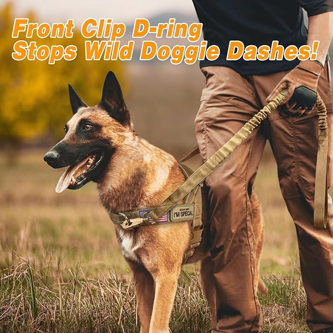 Forestpaw No Pull Dog Harness with Flannel Lining, Reflective Escape Proof Vest for Large Dogs, Quick Release Comfortable for Walking Training (Includes Patches),Brown L