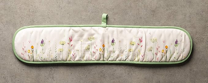 Maison d' Hermine Double Oven Mitts 100% Cotton 7"x35" Double Oven Mitt Heat Resistant BBQ Cooking Gloves with Loop, Baking, Grilling, Home, Kitchen, Handling Hot Pans Spring Summer (Botanical Fresh)