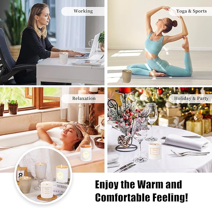 Scented Candle, 9oz Soy Candles, Red Rose Scented White Candles for Women & Men, Long-Lasting Aromatherapy Jar Candle Wax for Home, Bathroom, Non Toxic Candle Gift (Brown Ceramic Cup 19)