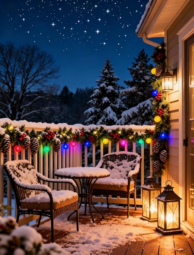 50Ft Outdoor Frosted Multicolor Lights, LED G40 Globe Patio String Lights with 25 0.6W Ceramic Colorful Bulbs(2 Spare), Outside Christmas Lights for Holiday Party Backyard Christmas