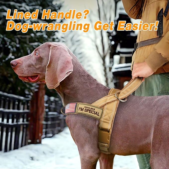 Forestpaw No Pull Dog Harness with Flannel Lining, Reflective Escape Proof Vest for Large Dogs, Quick Release Comfortable for Walking Training (Includes Patches),Brown L