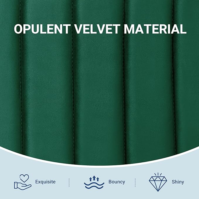 Allewie Twin Bed Frame, Velvet Upholstered Platform Bed with Adjustable Vertical Channel Tufted Headboard, Mattress Foundation with Strong Wooden Slats, Box Spring Optional, Easy Assembly, Green