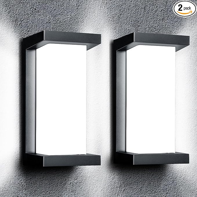 Wrasse Porch Lights Outdoor 2000 Lumen Wall Light Fixtures 6500K Modern Exterior Sconces Wall Lighting for House Outside(2 Pack)