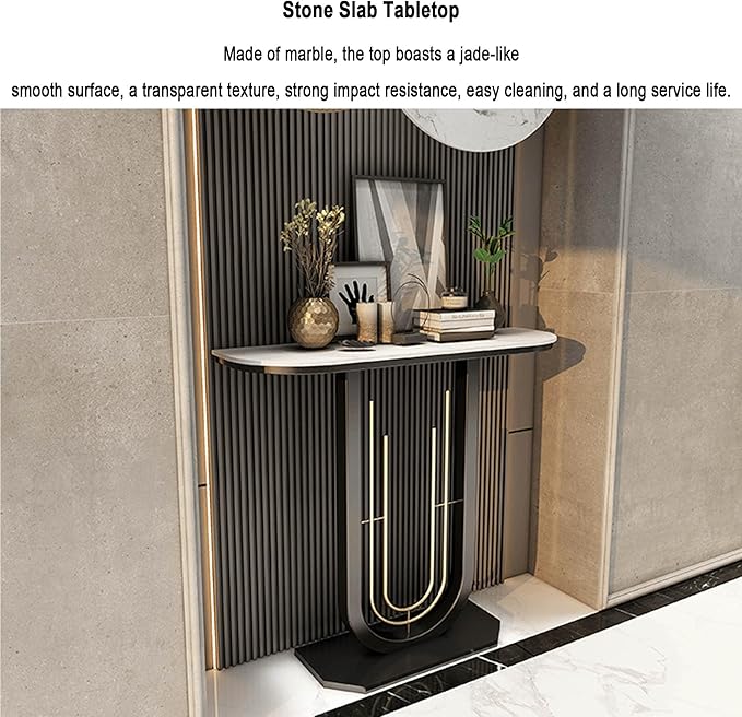 Console Table for Entryway Hall, Against Wall Hotel Long Porch table,stone top recibidor de entrada casa,Entry Home Wall Art Strip Table,for Living Room(A,47.2*11.8*31.5in/120*30*80cm)