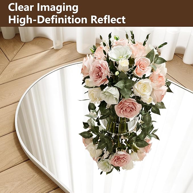 Full Length Mirror - 57" x 20" Arched Floor Mirror/Wall Mounted Aluminum Alloy Frame Full Body Mirrors for Bathroom Living Room Bedroom and Entryway, White