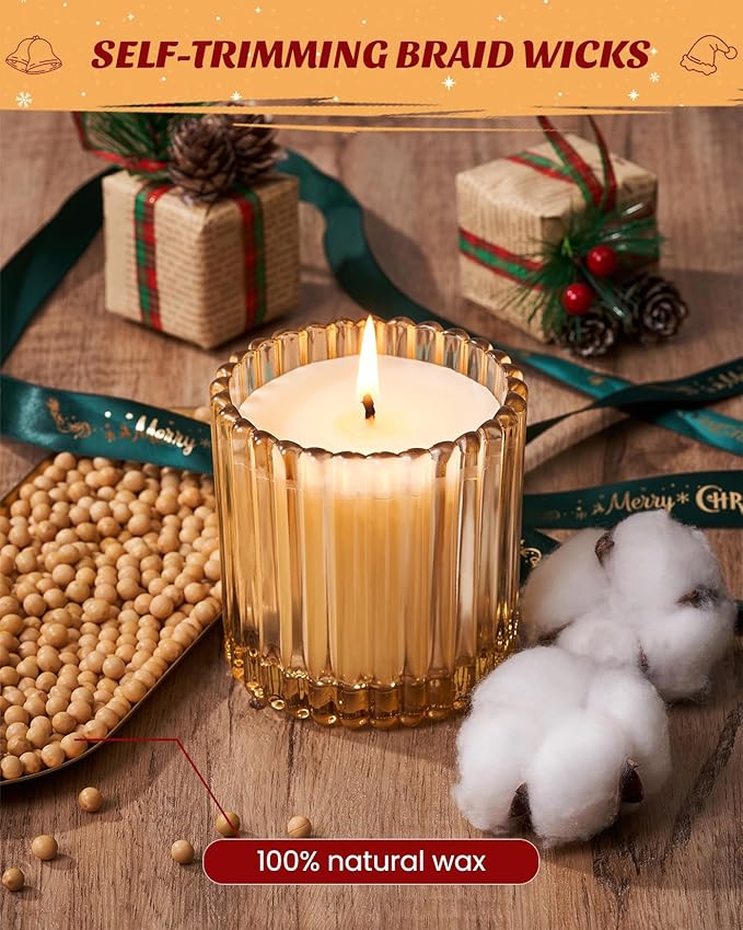 M&SENSE Soy Candles for Home Scented, Christmas Eggnog Non Toxic Candles, 9.2oz Natural Organic Clean Burning 60 Hours, Christmas Kitchen Decor Gifts for Women