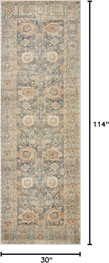 Loloi Margot Collection MAT-03 Ocean/Spice 2'-6" x 9'-6" Runner Rug feat. CloudPile, No-Shed Easy Clean Large Patterned Area Rug for Living Room, Bedroom, Dining Area