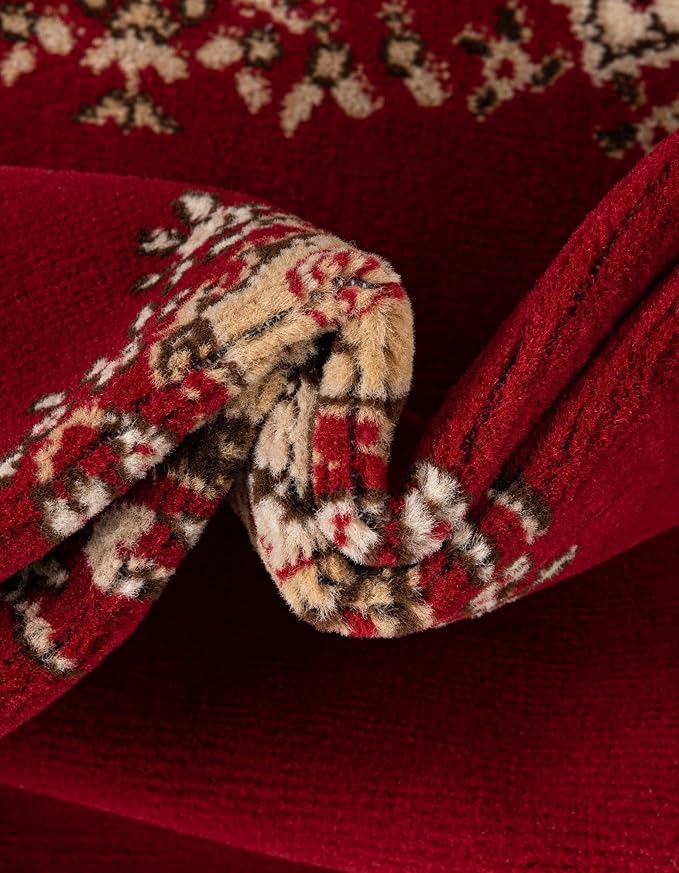 Unique Loom Reza Collection Traditional Persian Style Area Rug, 6 x 9 ft, Burgundy/Ivory