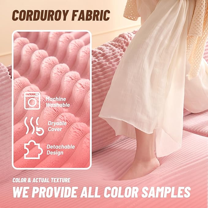 Cozy Square Ottoman, Comfortable Seating, No Assembly Required, Pink