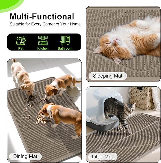 Mofason Cat Litter Mat XXL - Waterproof Kitty Litter Box mat for Floor - Extra Large Pet Trapping Litter Rug Pad - Silicone Cat Supplies & Accessories for Indoor Cats (38" x 25") -Brown