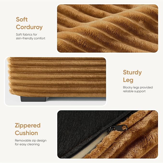 111'' Modern Sectional Cloud Sofa with Chaise, Extra Large Sleeper Couches Corduroy with 8pcs Pillows for Living Room, Bedroom