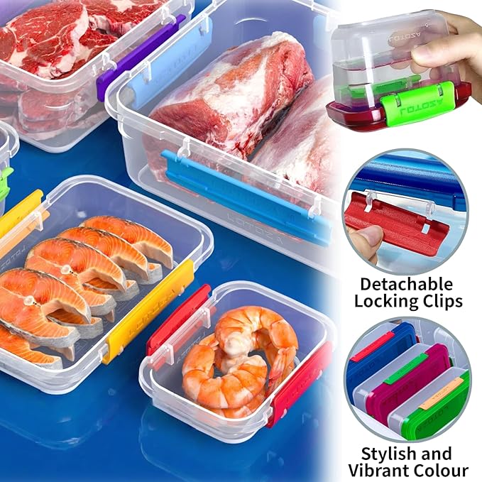 10 Pcs Set Food Storage Containers with Lids BPA Free Plastic Snap Lock Container Kitchen Pantry Organization for Meal Prep Lunch Salad Leftover Fruit Stackable Microwave Dishwasher Safe 5/12/29/68 oz
