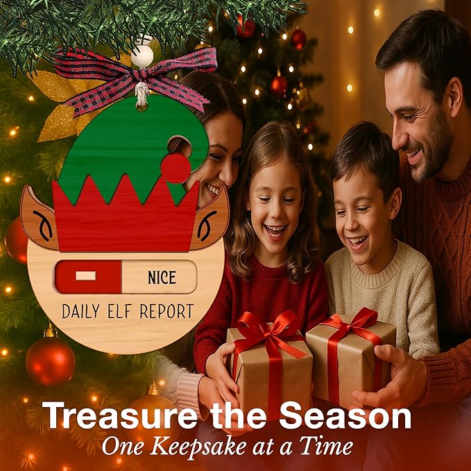 Daily Elf Ornaments for Christmas Tree - Unique Elf Arrival Ornaments for Decoration - Daily elf Report Ornament Ideal for Welcome Back Gift - Beautiful Christmas Decor Ornament for Holiday Season