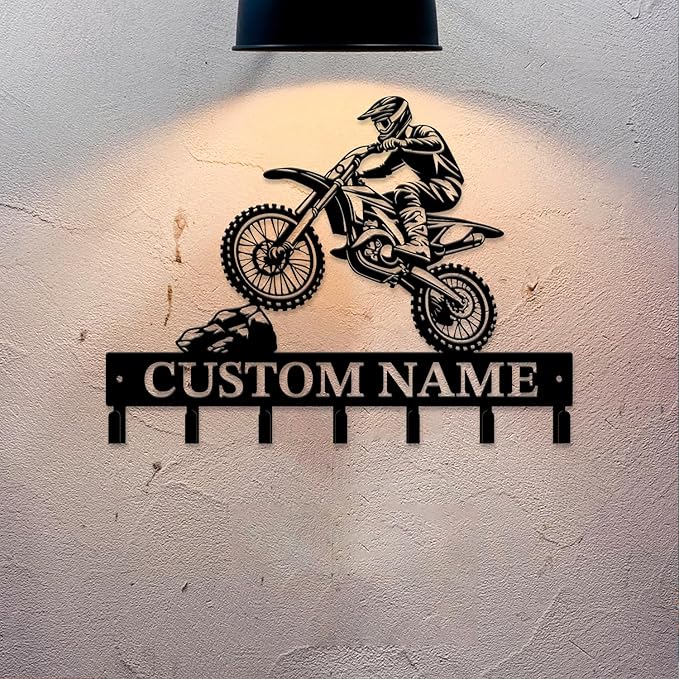 Personalized Custom Name Motorcycle Keys Hooks,Metal Motorcycle Art Clothes Keys Hooks,Metal Motorcycle Lover Wall Home Storage Decorative Keys Hooks,Key Holder Hooks for Wall (Style C)
