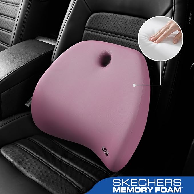 Skechers Lumbar Support Pillow for Office Chair,Memory Foam Lumbar Pillow,Lower Back Pain Relief Lumbar Pillow,Ergonomic Design Back Support Pillow for Office Chair,Car,Home,Travel,Purple