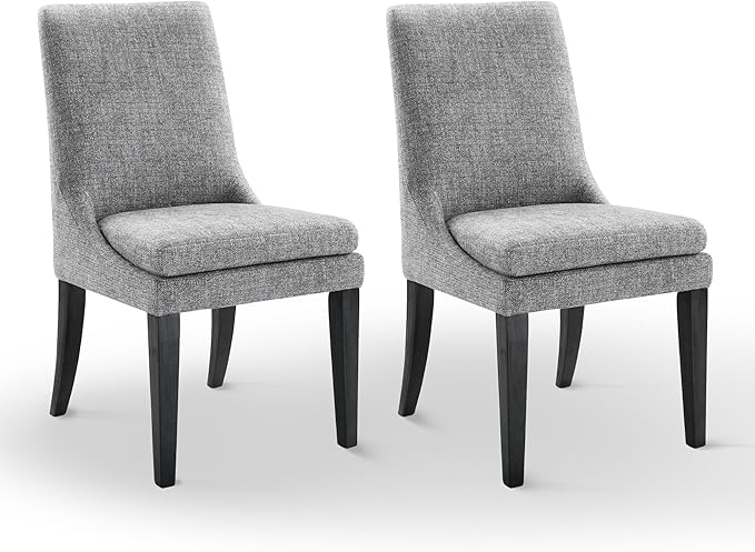 Upholstered Dining Chairs Modern Sidechair Performance Fabric High Back Armlesschair for Diningroom Kitchen,Dark Grey,Set of 2(1 Box)