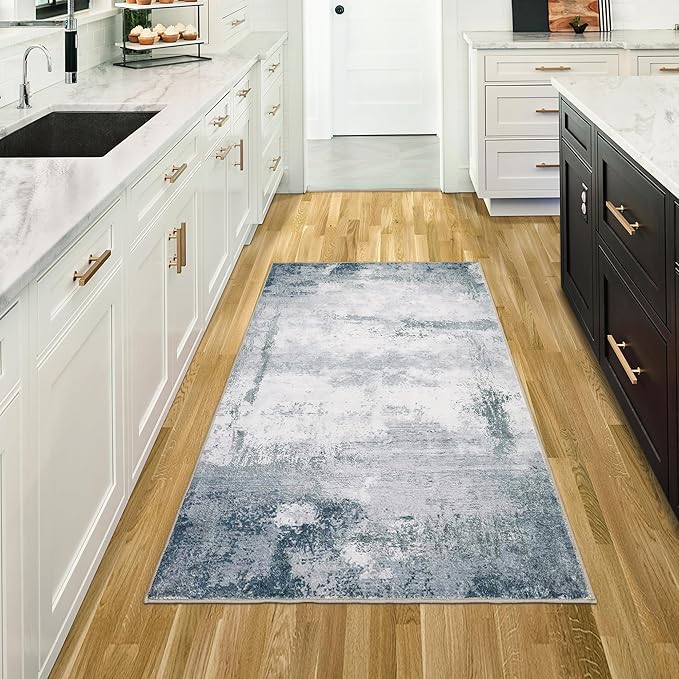 3x5 Modern Abstract Small Area Rug,Non Slip Stain Resistant Washable Area Rug with Rubber Backing,Non Shedding Floor Carpet for Living Room Bedroom Kitchen Entryway Indoor Mat