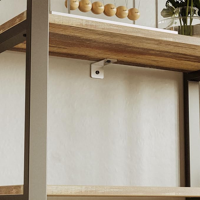 IRONCK Bookshelf 5-Tier Ladder Shelf 110 lbs Shelf Vintage Industrial Style Bookcase for Home Decor, Office Decor