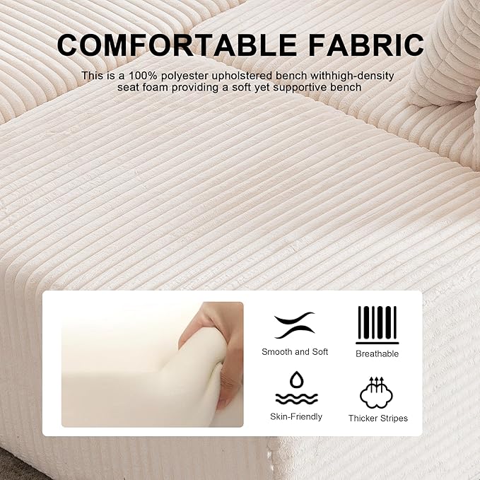 106" Modular Sectional Sofa, Modern Cloud L-Shape Couch with Ottoman Chaise, Comfy Deep Seat Chenille Boneless Couches for Living Room, No Assembly Required, Beige