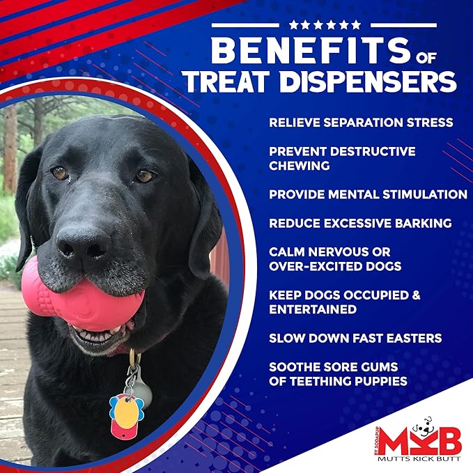 SodaPup MuttsKickButt Magnum Skull – Dog Treat Dispenser & Chew Toy Made in USA from Our Most Durable Non-Toxic, Pet-Safe, Food Safe Natural Rubber for Mental Stimulation, Problem Chewing, & More