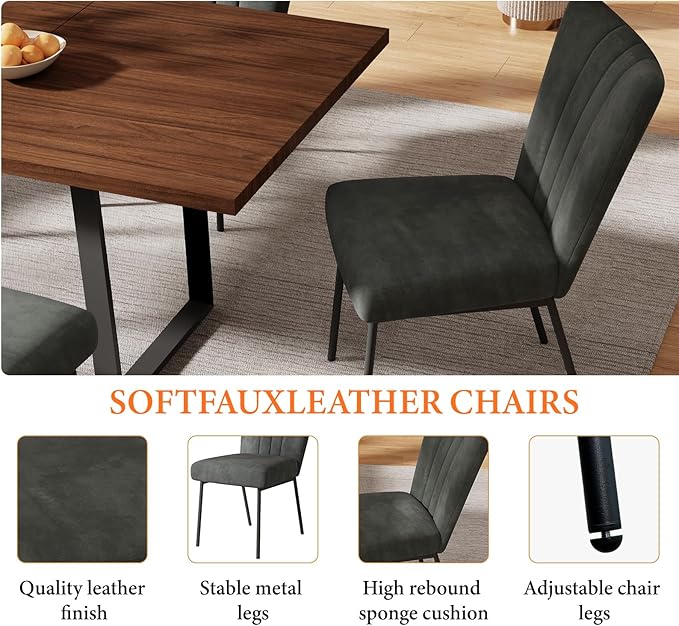 ZckyCine 51"-67" Expandable Dining Table, Modern Rectangular Walnut Wood Table with Metal Frame, Space-Saving Adjustable Table for Kitchen, Dining Room, Apartment or Restaurant