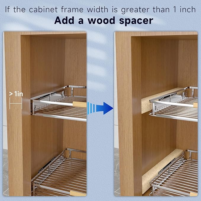 Pull Out Drawer Cabinet Organizer, Expandable Slide Out Storage Shelves - Heavy Duty, Durable and Smooth Slide-Out, 17" x 28" Wide x 22.5" Deep, 1 Pack