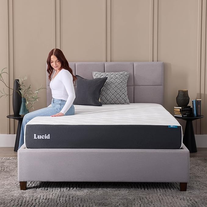 Lucid 10 Inch Memory Foam Mattress - Plush Feel - Infused with Refreshing Bamboo Charcoal and Cooling Gel - Bed in a Box - Temperature Regulating - Pressure Relief - Breathable - Full Size