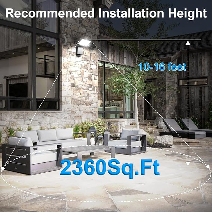 Juyace 60W LED Wall Light Outdoor Exterior Flood Light Wall Mount Yard Security Light Waterproof 360 ° Rotat Folding 6000K for Barn Area 4 Pack