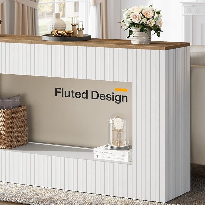 Tribesigns Modern Console Table, 55-Inch Wood Entryway Table with Storage, Narrow Long Sofa Table Behind Couch Table for Living Room, Foyer, Hallway, White