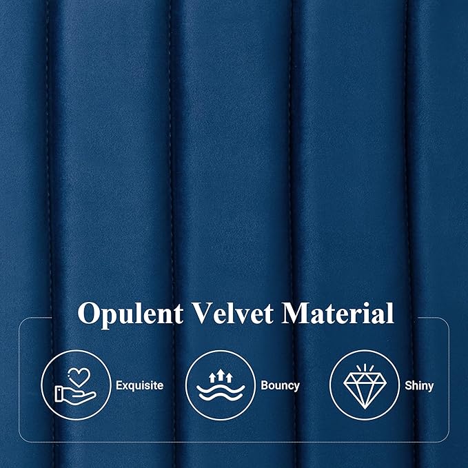 Allewie Full Bed Frame, Velvet Upholstered Platform Bed with Adjustable Vertical Channel Tufted Headboard, Mattress Foundation with Strong Wooden Slats, Box Spring Optional, Easy Assembly, Navy Blue