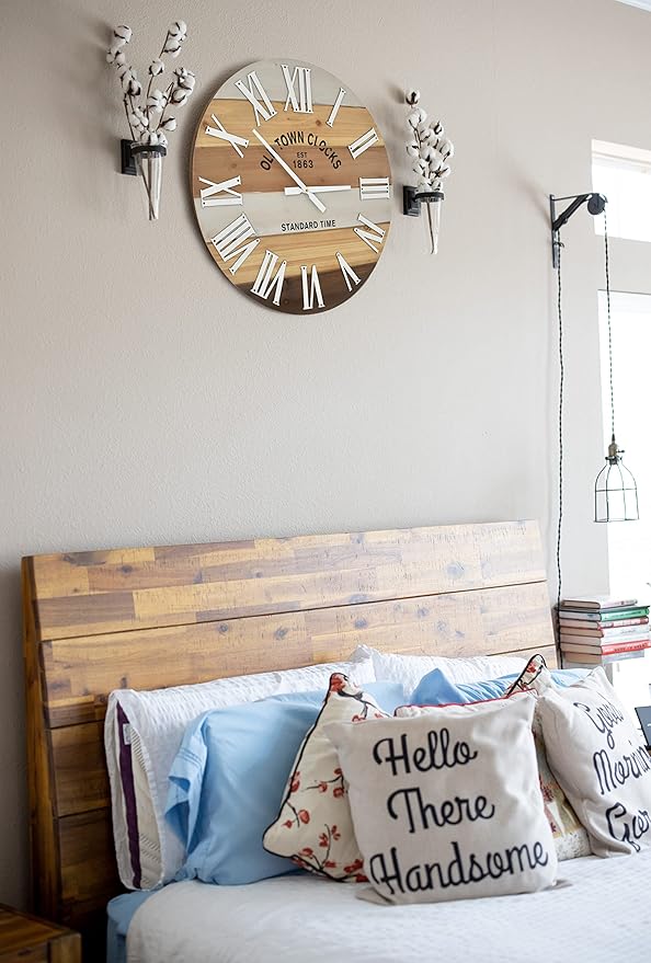 18" Wooden Multi Color Rustic Farmhouse Wall Clock (Wood, 18 inch)