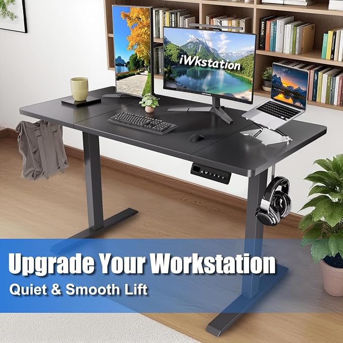 Standing Desk with Splice Board Adjustable Height- 63 inch Mobile Stand up Desk with Wheels, Portable Sit Stand Desks Electric with Lockable Casters