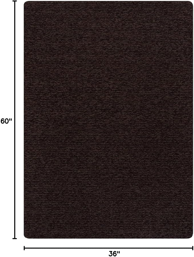 Non Slip Brown Solid Rubber Back Thing Rug for Living Room 3x5 Area Rugs for Kitchen, Rugs for Bedroom, Stain Resistant Easy Cleaning Non Shedding Carpet Brown 3 x 5