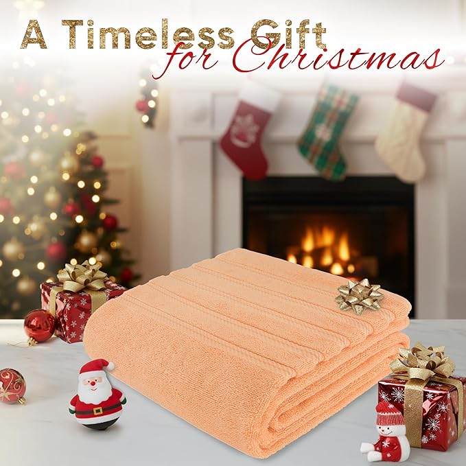 American Soft Linen 35x70 Jumbo Large Bath Towels, 600 GSM 100% Cotton Turkish Bath Sheet, Oversized Luxury Bath Towels for Bathroom Beach and Pool, Malibu Peach