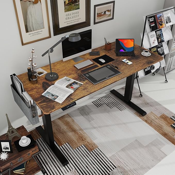 Whole Piece Standing Desk with Wheels Adjustable Height- Mobile Stand up Desk with Lockable Casters, Portable Sit Stand Desks Electric for Home & Office Workstation