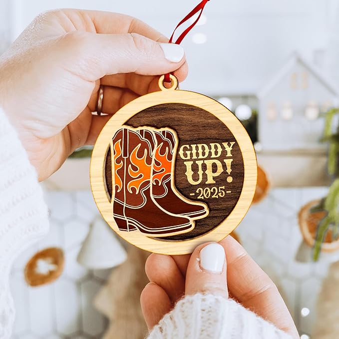 Cowboy Boot Ornament - Perfect for Cowboy Christmas Tree Decorations, Unique Themed Ornaments for Dad, Ideal Cowboys Ornament for Christmas, Collectible Cowboy Boot Ornaments for Tree.