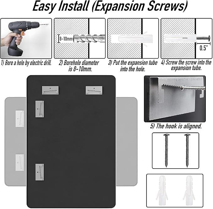 24x36 Mirror Rectangle Full Length Wall Mounted Hanging or Against Wall Metal Frame Dressing Make-up Mirrors for Entryway Bedroom Bathroom Living Room 24 36 36x24 inch Silver