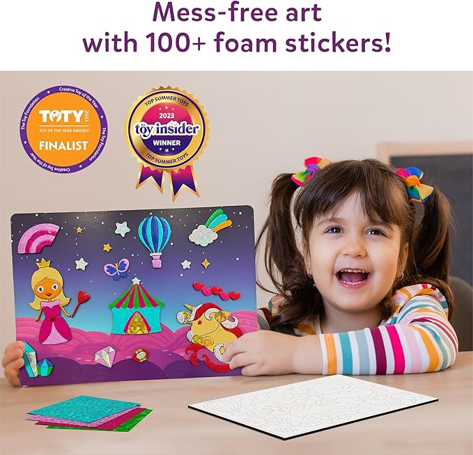 Skillmatics Foil Fun - Unicorns & Princesses, No Mess Art for Kids, Craft Kits & Christmas Fun Supplies, DIY Creative Activity, Travel Toys, Gifts for Ages 4, 5, 6, 7, 8, 9