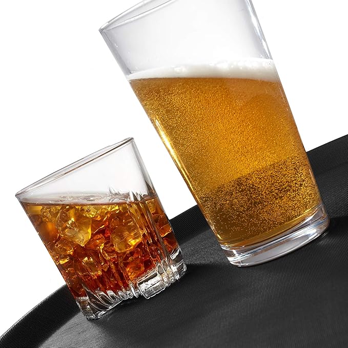 Jubilee 11" Round Restaurant Serving Trays (Set of 2), Black - NSF Certified Non-Slip Food Service Tray