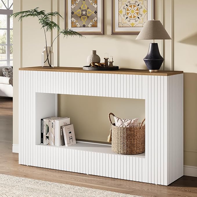 Tribesigns Modern Console Table, 55-Inch Wood Entryway Table with Storage, Narrow Long Sofa Table Behind Couch Table for Living Room, Foyer, Hallway, White