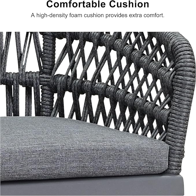 PURPLE LEAF 5 Pieces Outdoor Dining Set All-Weather PE Rattan Outdoor Patio Furniture Set with All Aluminum Frame Rectangular Table and Chairs Set for Lawn Garden Backyard Deck, Grey