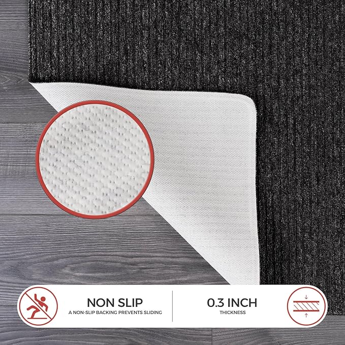 Non Slip Dark Gray Solid Rubber Back Thing Rug for Living Room 4x6 Area Rugs for Kitchen, Rugs for Bedroom, Stain Resistant Easy Cleaning Non Shedding Carpet Dark Gray 4 x 6